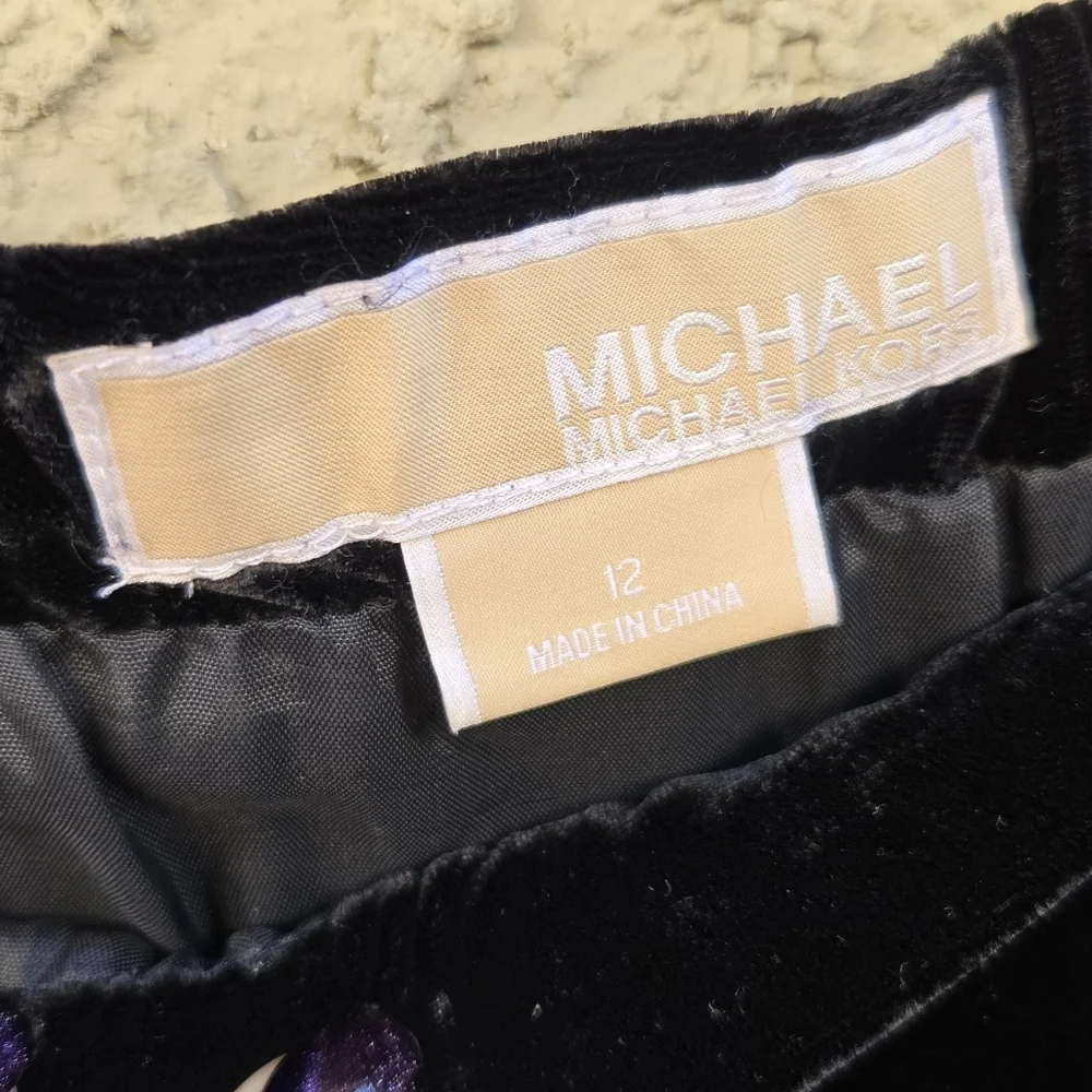 MICHAEL Michael Kors Classic Black Velvet A-Line Midi Skirt